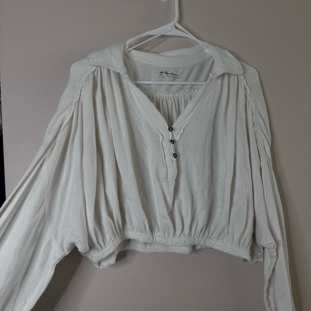Cream Peasant Blouse - Relaxed Long Sleeve - We the People